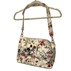 white butterflies Liberty flowers shoulder cross body purse bag 15x9"